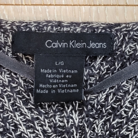 Calvin Klein Jeans brown/grey/cream marled vneck 3/4 short sleeve sweater size L - Picture 6 of 8